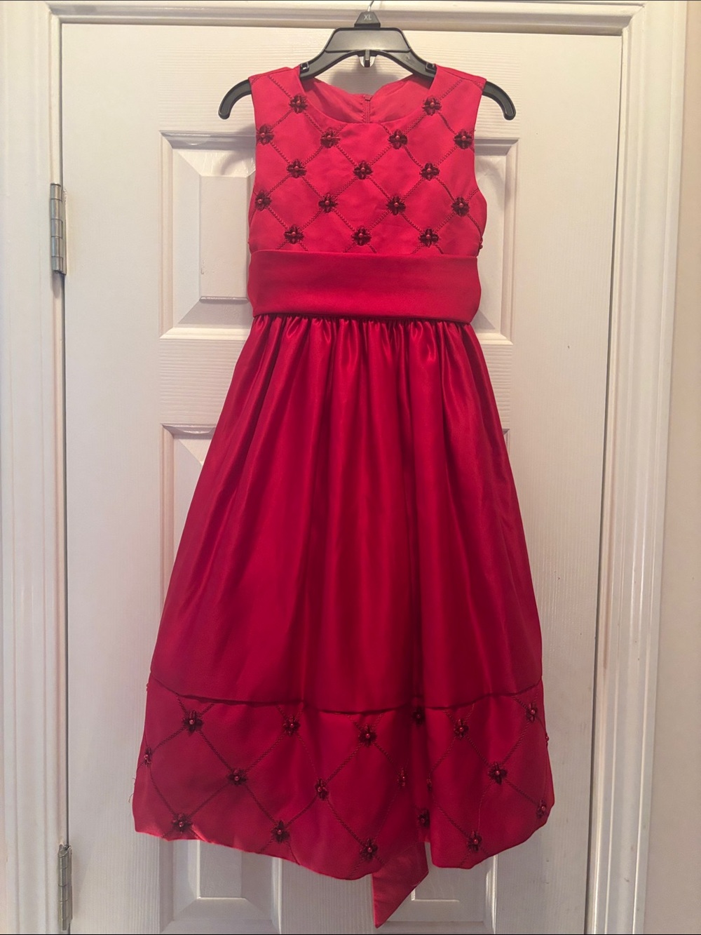 Cinderella Red Embroidered Satin Party Dress